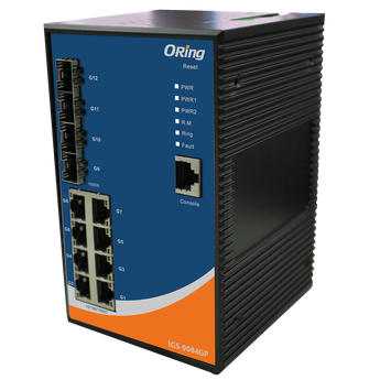 ORING-IGS-9084GP ORing Industrial Networking Corp. IGS-9084GP ORing GigE 8x 10/100/1000TX + 4x SFP Managed Industrial Switch